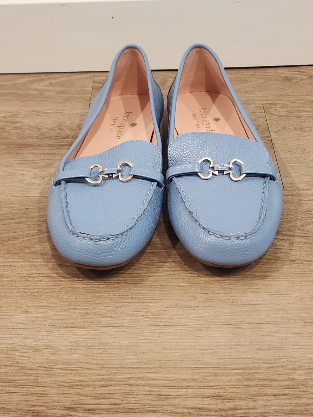 NEW Kate Spade Bernice Slip On Light Blue Leather Driving Moccasin Loafer Size 8